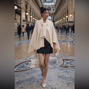 100% Wool Anthropologie Atelier Delphine V-Neck Layered Wool Sweater size XS/S.